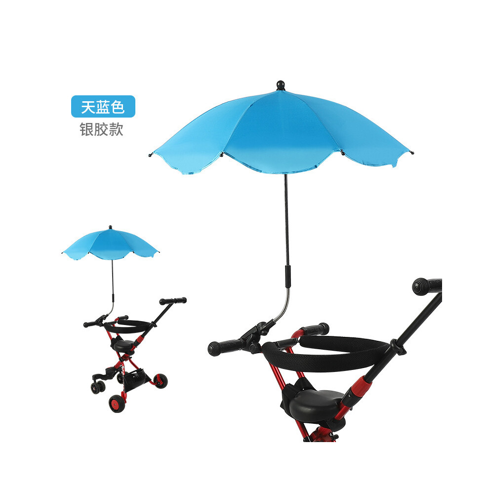 (Blue) UV Protection Sunscree Rainproof Baby Umbrella Infant Stroller Cover Can Bent Freely Does Not Rust Universal Stroller Accessorie