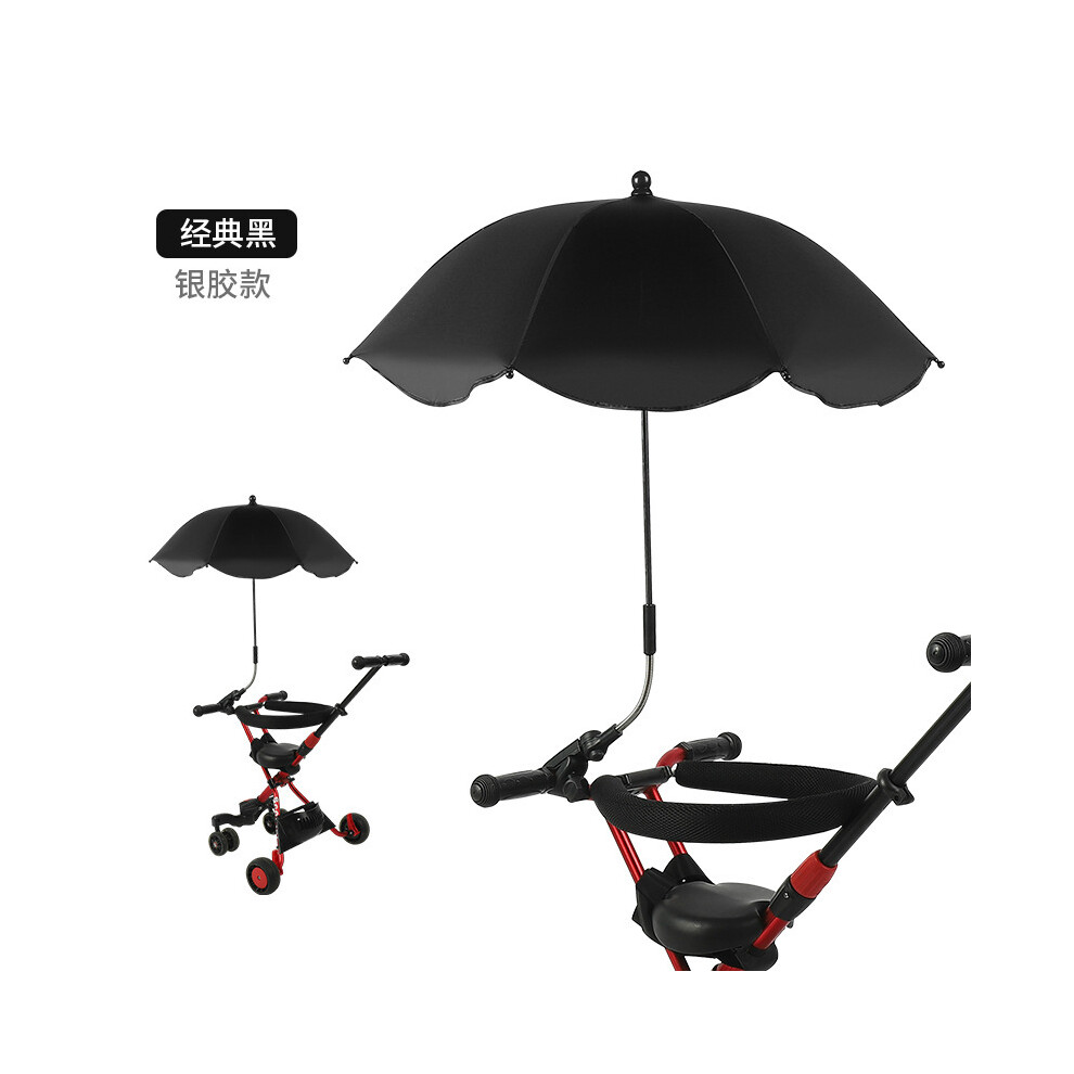 (Black) UV Protection Sunscree Rainproof Baby Umbrella Infant Stroller Cover Can Bent Freely Does Not Rust Universal Stroller Accessorie