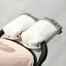 (WHITE) 2pcs Winter Warm Stroller Gloves Waterproof Gloves Pram Accessory Stroller Mitten Winter Warm Gloves pram hand muff Mitten