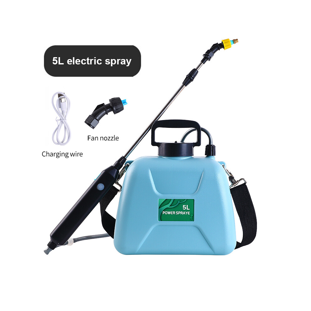 (Blue) 5L Agricultural Electric Sprayer Garden Automatic Atomization Sprayer USB Rechargeable Garden Irrigation Tools