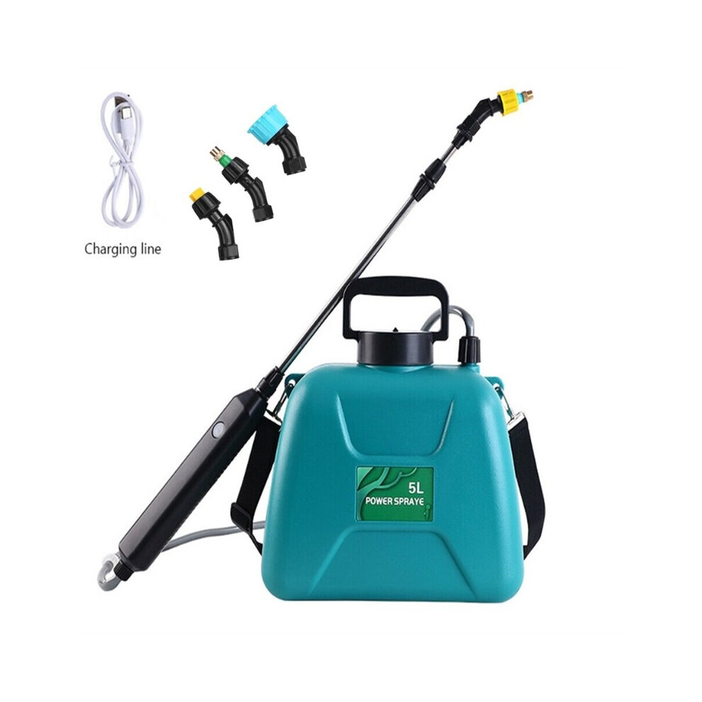 (Green) Electric Sprayer 5L Watering Can With Spray Gun Automatic Garden Plant Mister USB Rechargeable Irrigation Tool