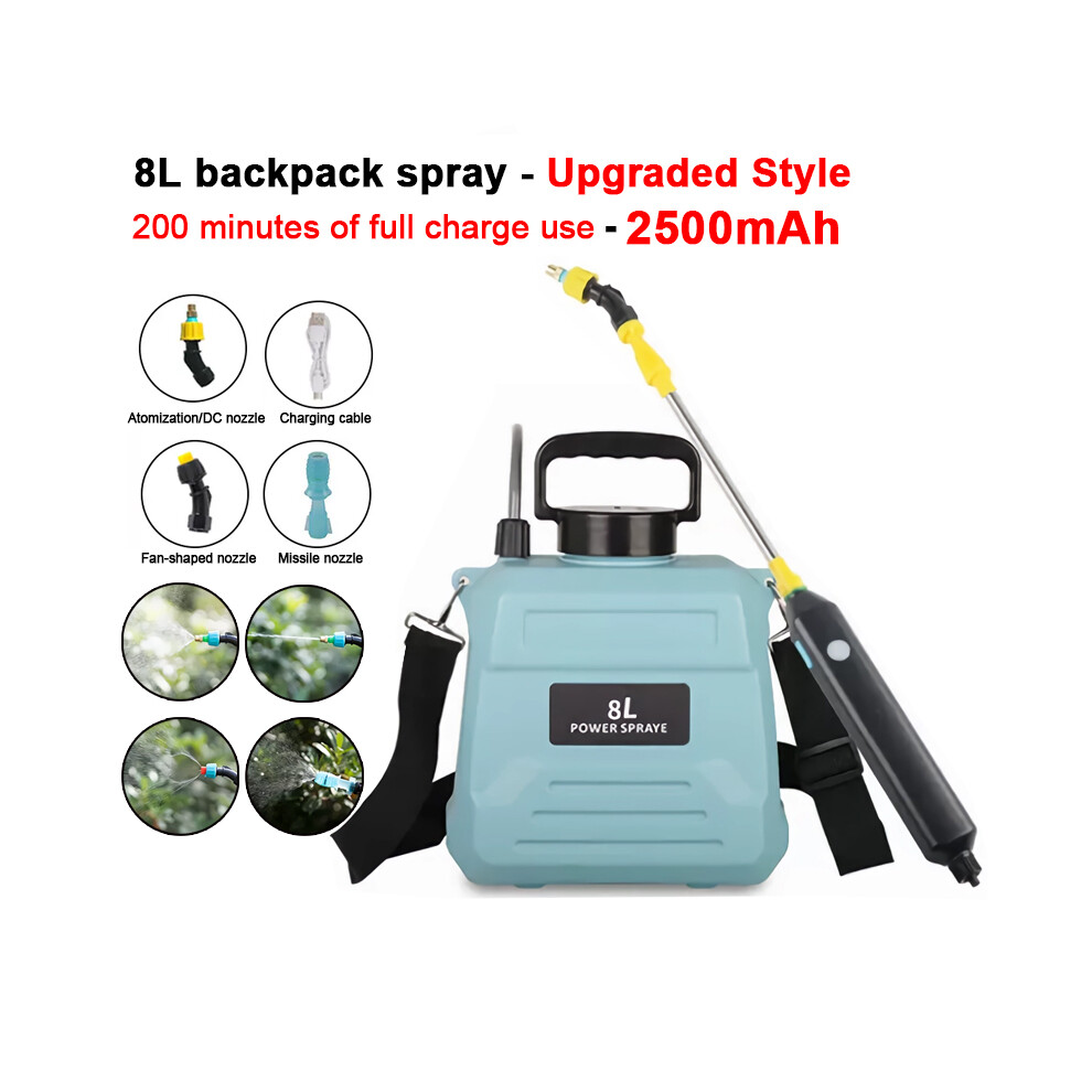 (8L-Blue) Electric Sprayer Agricultural Gardening Shoulder Spray Bottle Lithium Battery Watering Spray Bottle 8L