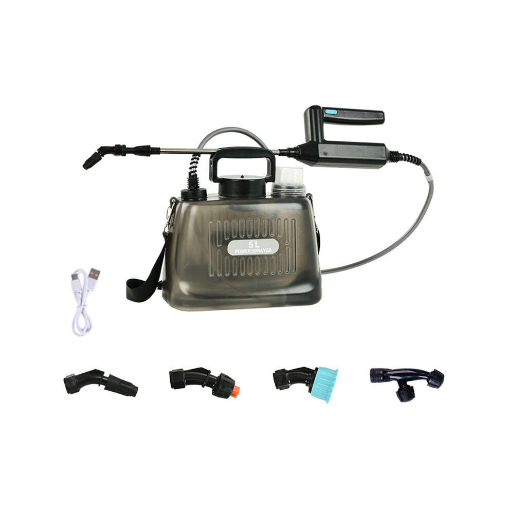 Maxpower (Grey 5L) Sprinkler Electric Sprayer Automatic Garden Plant Mister With 4 Mist Nozzles Adjustable Shoulder Strap Watering Can 2400Ma