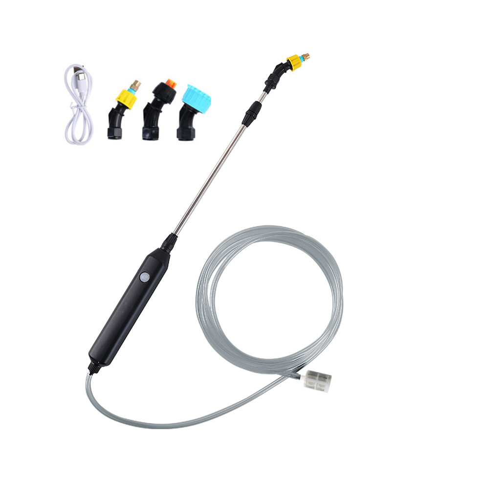 (5 meters water pipe) Sprinkler Electric Sprayer Automatic Garden Plant Mister with 4 Mist Nozzles Adjustable Shoulder Strap Watering Can 2400mA
