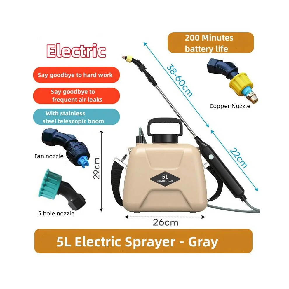 (upgrade yellow) 5L Shoulder Style Electric Sprayer Watering Can With Spray Gun Automatic Garden Plant Mister USB Rechargeable Irrigation