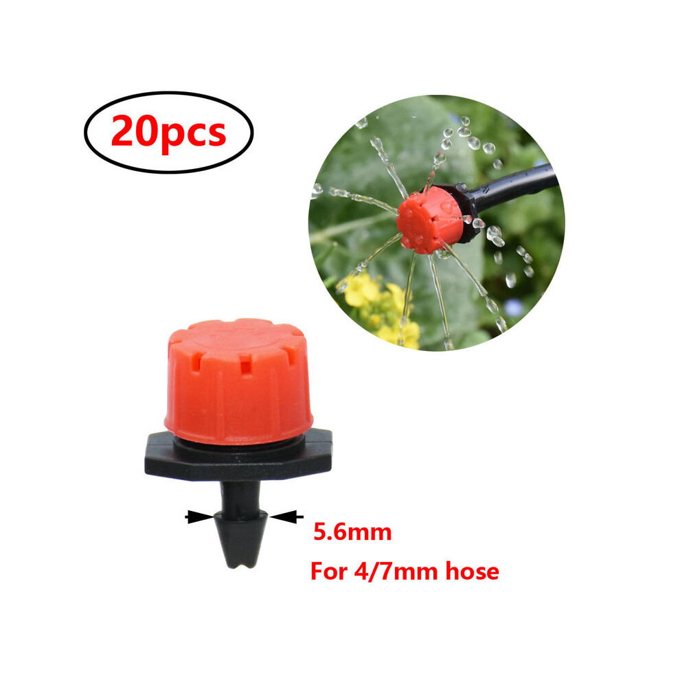 (Red) 1/4 Inch Nozzle Dripper Watering Sprayer Misting Garden Irrigation System Connector Atomizing Sprinkler With Tee Barb Thread