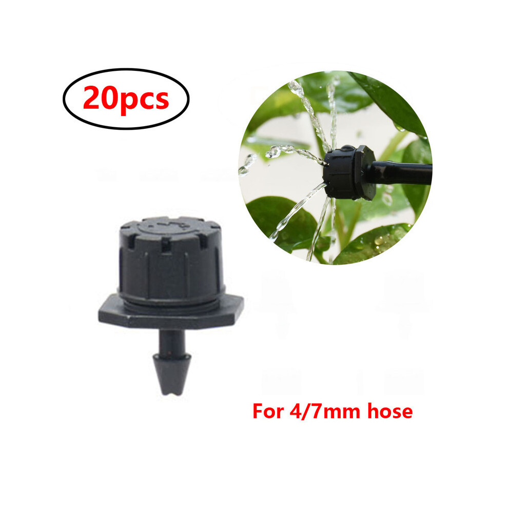 (Black) 1/4 Inch Nozzle Dripper Watering Sprayer Misting Garden Irrigation System Connector Atomizing Sprinkler With Tee Barb Thread