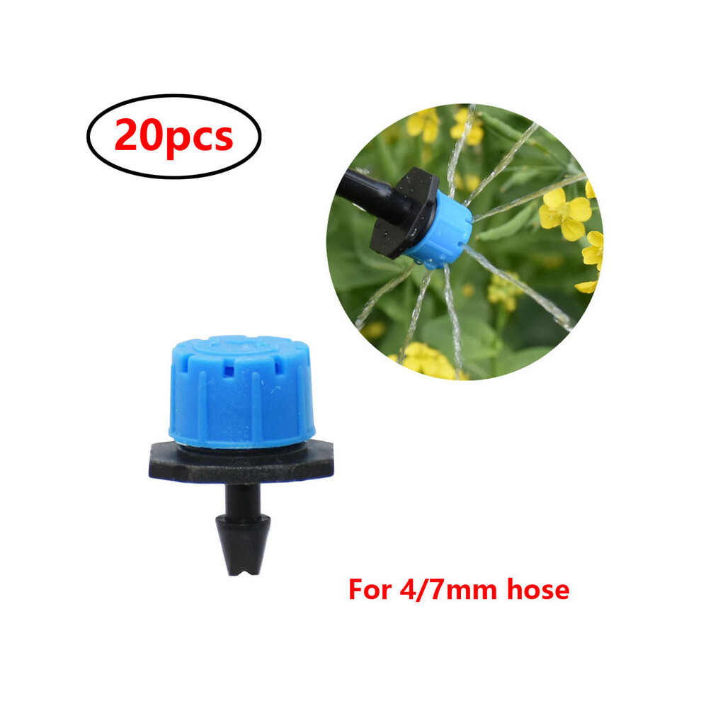 (Blue) 1/4 Inch Nozzle Dripper Watering Sprayer Misting Garden Irrigation System Connector Atomizing Sprinkler With Tee Barb Thread
