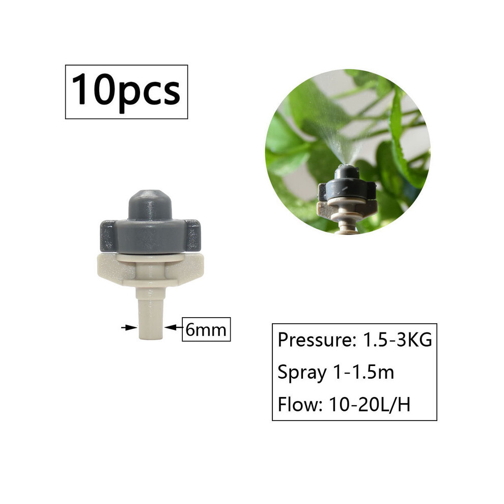 (U) 1/4inch Misting Nozzle Dripper Watering Sprayer Atomizing Sprinkler Garden Irrigation System With Hose Tee Barb Thread Connector