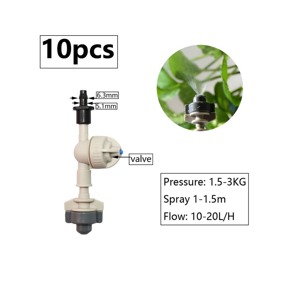 (W) 1/4inch Misting Nozzle Dripper Watering Sprayer Atomizing Sprinkler Garden Irrigation System With Hose Tee Barb Thread Connector