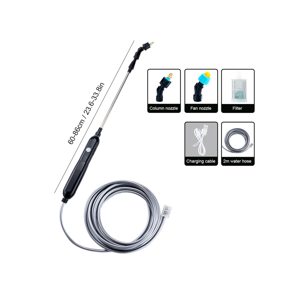 (2 nozzles  2 M) Portable Electric Gardening Sprayer Irrigation Tool USB Rechargeable Telescopic Handle with for Yard Plant