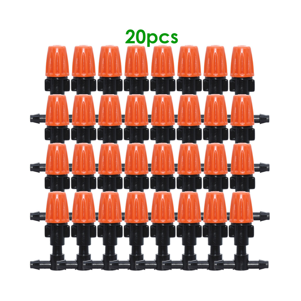 (KSL01-003-20PCS) KESLA 20PC Micro Drip Irrigation Misting Nozzle Emitter Atomizing Sprayer & 4/7mm Barbed 6mm Tee Connector Sprinkler Greenhouse