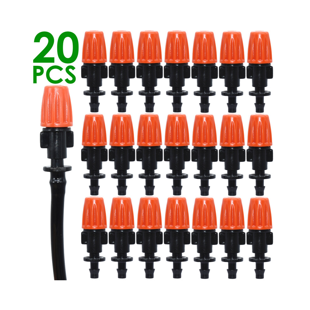 (KSL01-028-20PCS) KESLA 20PC Micro Drip Irrigation Misting Nozzle Emitter Atomizing Sprayer & 4/7mm Barbed 6mm Tee Connector Sprinkler Greenhouse
