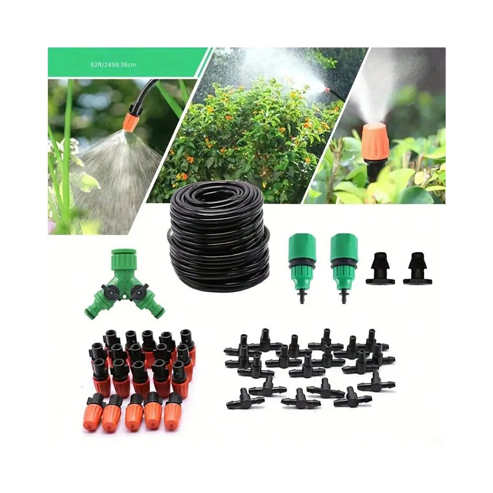 (66pcs) 1 Set Dual-Channel Drip Irrigation Kit, Garden Nozzle Durable Automatic Watering Set Drip Irrigation Sprinkler System