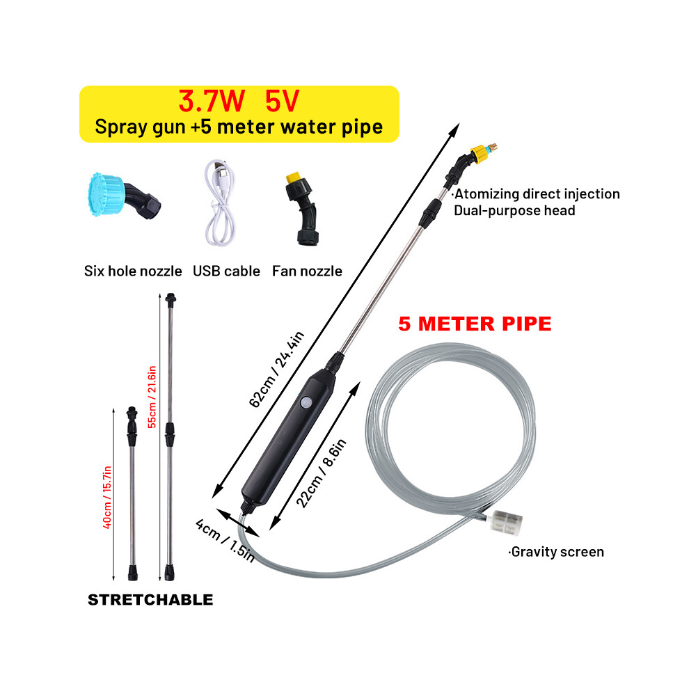 (3.7W-5m pipe) Scalable High-Power Garden Electric Sprayer Gun With Hose Plant Sprayers Automatic Atomization Sprinkers For Garden Lawn