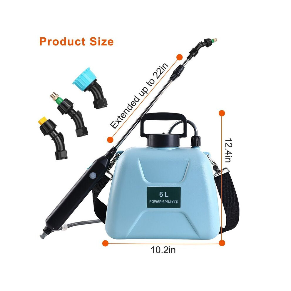 (Blue) Electric Sprayer 5L Watering Can With Spray Gun Automatic Garden Plant Mister USB Rechargeable Irrigation High Pressure