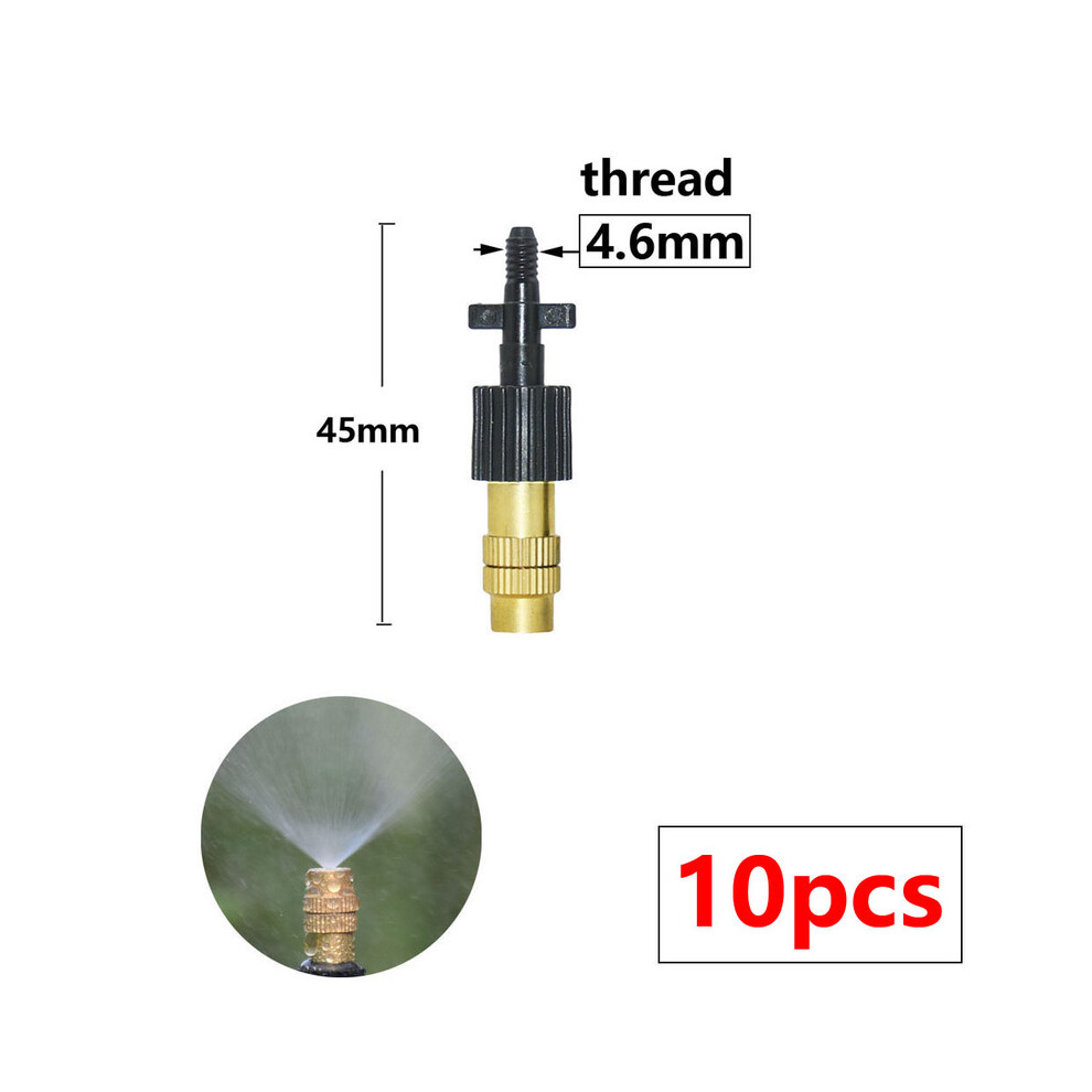 (D) 10PCS 5 Types of Micro Drip Irrigation Misting Brass Nozzle Garden Spray Cooling Parts Copper Sprinkler with Connector