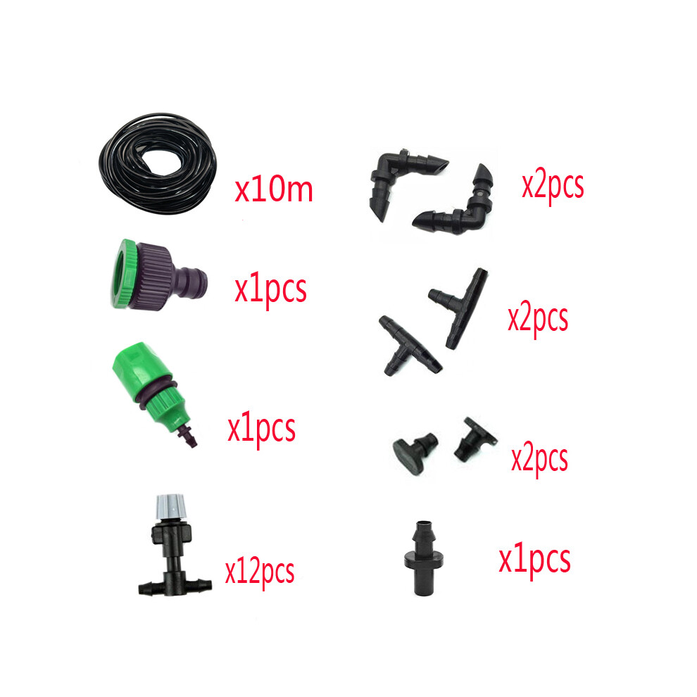 (1set) Cooling Water Mist Sprayer System Garden Atomizer Outdoor Greenhouse Spray Kit 10m Hose Gray Spray Head With 4/7mm Connector