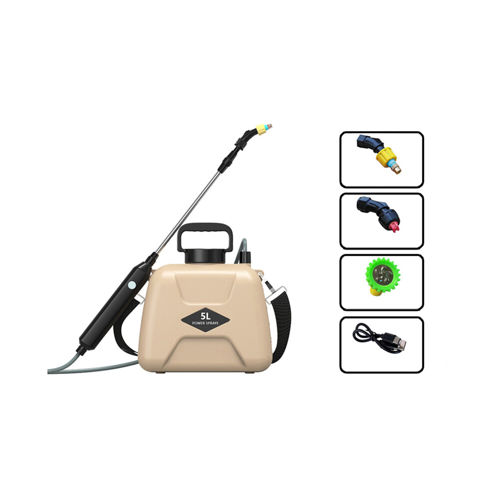 (Yellow) Shoulder Style Electric Sprayer 5L Watering Can With Spray Gun Automatic Garden Plant Mister USB Rechargeable Irrigation