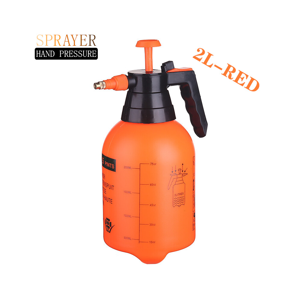 Maxpower (1-Pcs 2L Red) 2-Piece Hand Pressure Water Sprayer Trigger Air Pump Garden Disinfection Sprayers Spray Bottle Car Cleaning Sprayer Watering