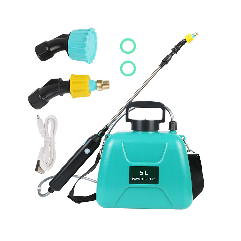 (5L Electric Green) Electric Sprayer Automatic 5L Garden Plant Mister USB Rechargeable Irrigation Tool Watering Can With Spray Gun
