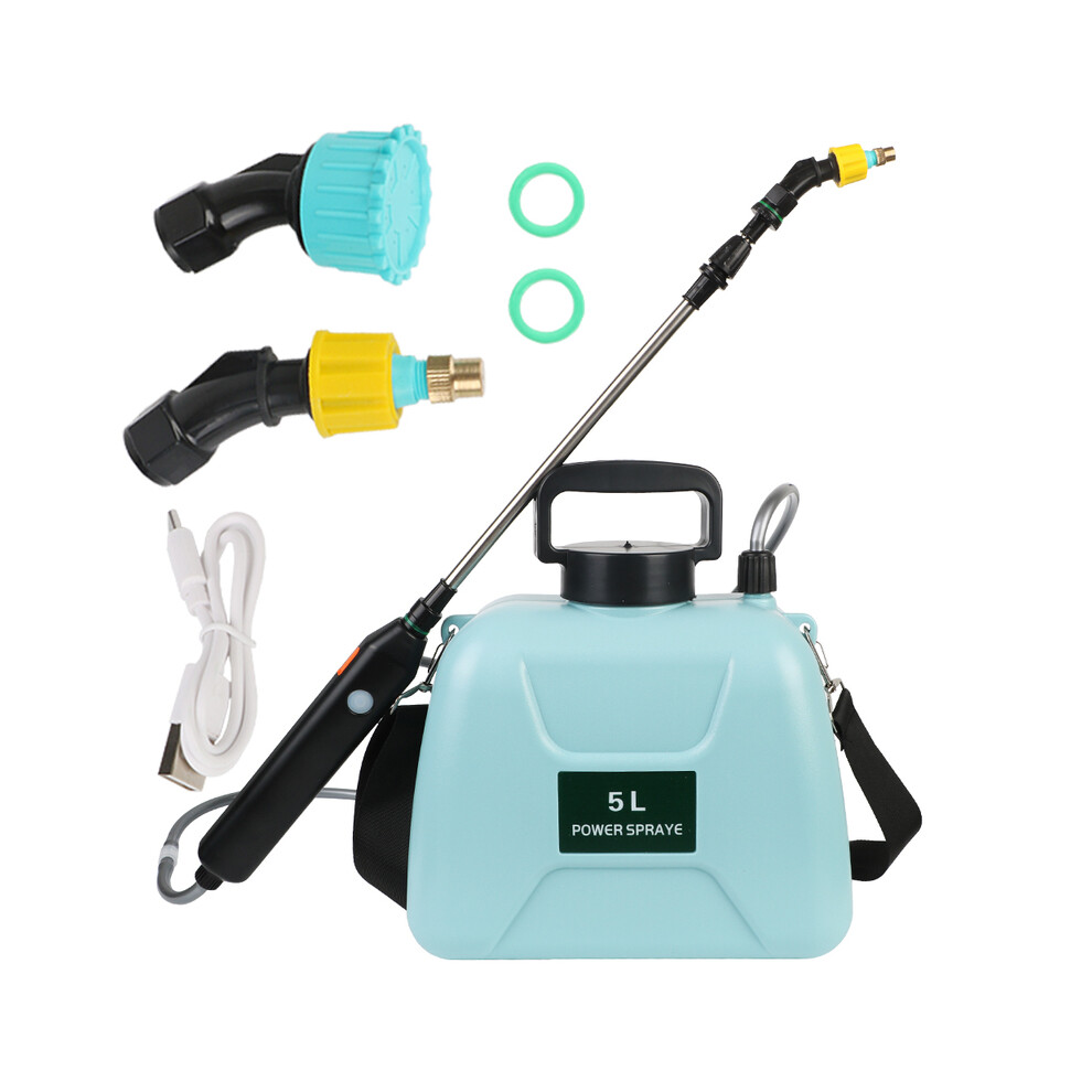 (5L Electric Blue) Electric Sprayer Automatic 5L Garden Plant Mister USB Rechargeable Irrigation Tool Watering Can With Spray Gun