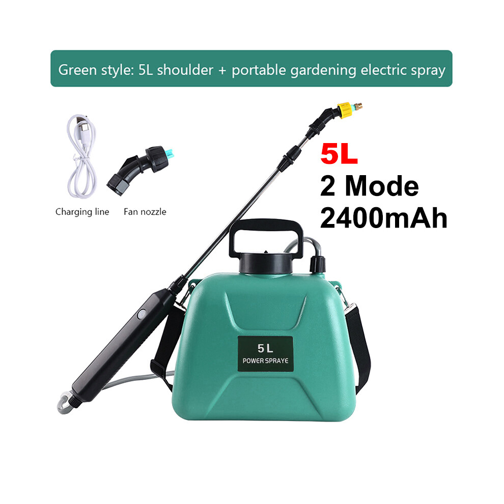 (Green 5L) 5L Electric Sprayer Garden Automatic Pesticide Sprayer Spray Gun Rechargeable Plant Sprayer Bottle Sprinkler Watering Can