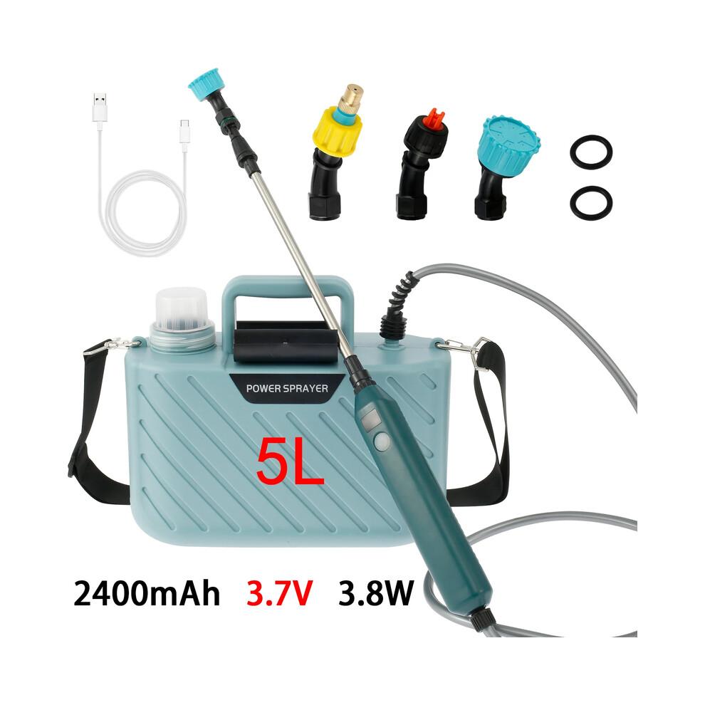(2400mAh  3.7V  3.8W) 5L Electric Powered Sprayer Light Shoulder-type Pesticide Irrigation USB Charging 2000/ Garden Weed Portable Lawn Pump