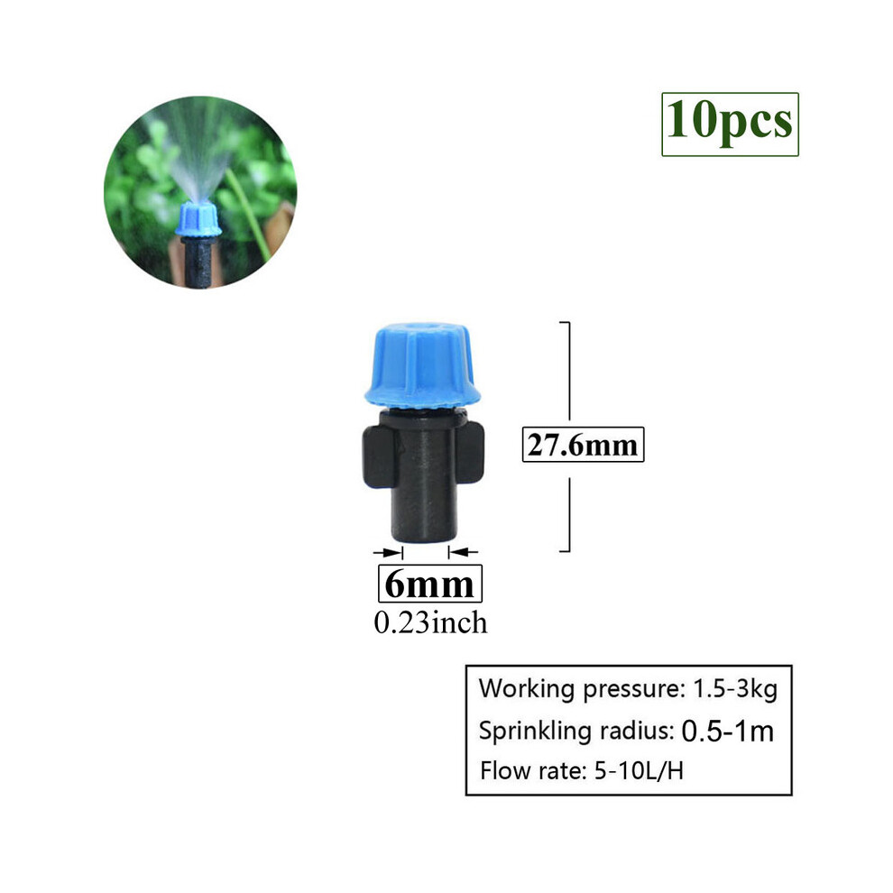 (A) 1/4 Inch Nozzle Dripper Watering Sprayer Misting Sprinkler With Hose Tee Barb thread Connector For Garden Atomizing System