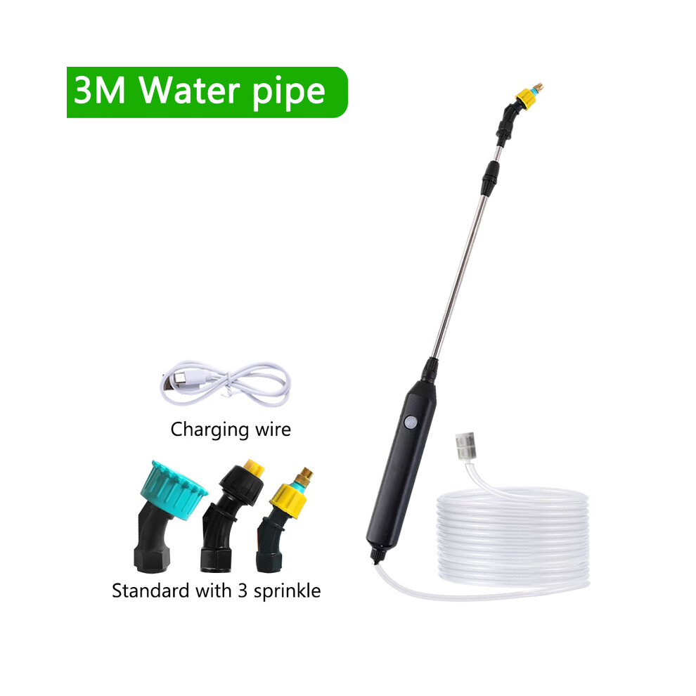 (3 meters 5 in 1) Portable Electric Gardening Sprayer Irrigation Tool USB  Rechargeable Telescopic Handle with 3 Nozzles for Yard Plant