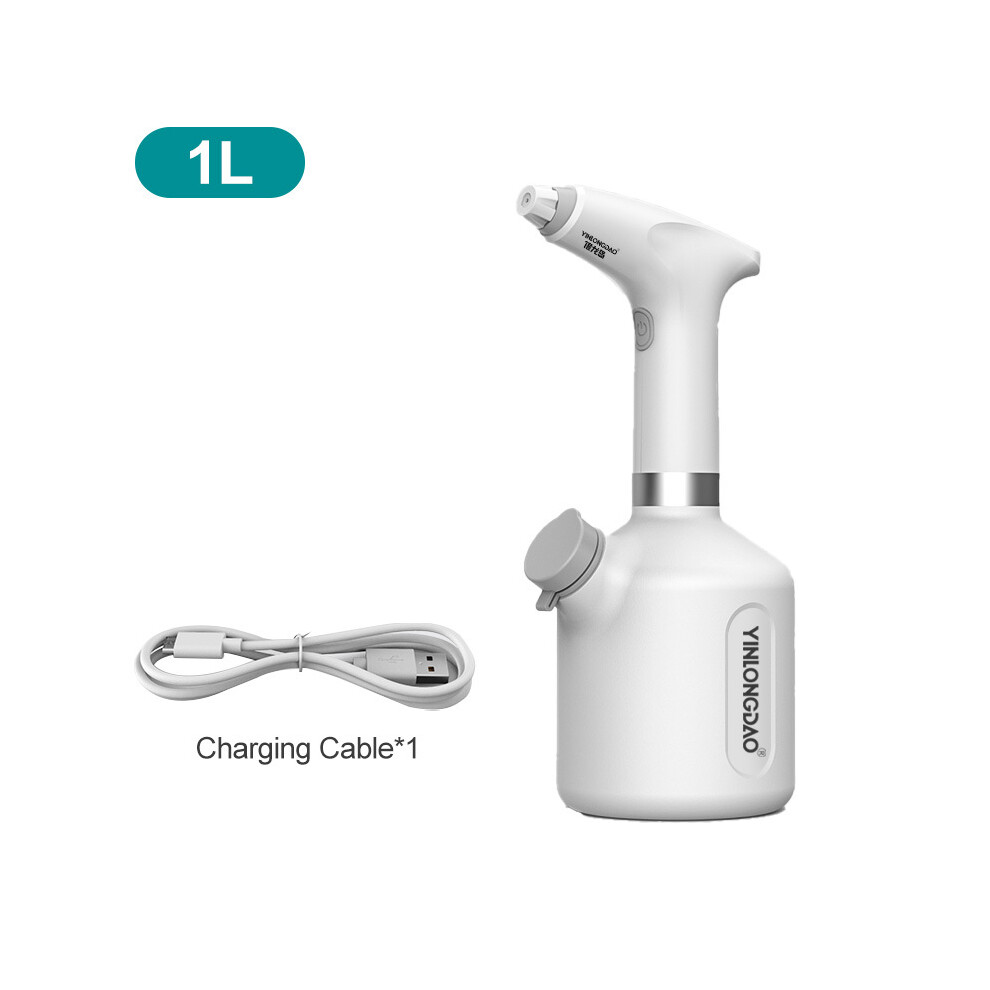 (WHITE) Electric Plant Spray Bottle USB Rechargeable Automatic Watering Fogger Spray Bottle Portable Hand-held Garden Sprayer Tools