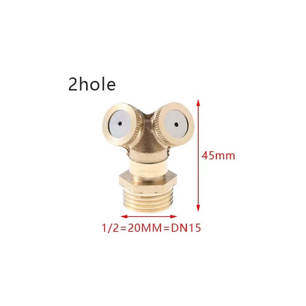 (2hole Male) 1/2" Misting Nozzle Brass Atomizing Spray Fitting Nebulizer Hose Connector Water Sprinklers Heads Adjustable Garden Irrigation
