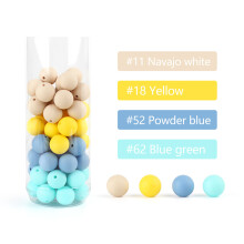 (Ensemble AX) 20 pièces 12mm perles de bébé en Silicone rond anneau de dentition perles de dentition