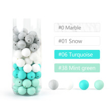 (AJ Set) 20 pièces 12mm Silicone bébé perles rondes anneau de dentition perles de dentition bricolage