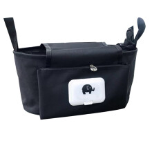 (Noir) Sac organisateur de poussette pour bébé Sac à couches pour maman Crochet Landau imperméable de