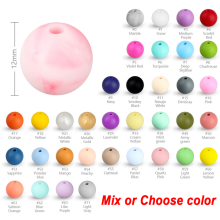 (mélanger ou choisir la couleur) 20 pièces de perles rondes en Silicone de 12mm pour bébé, anneau de