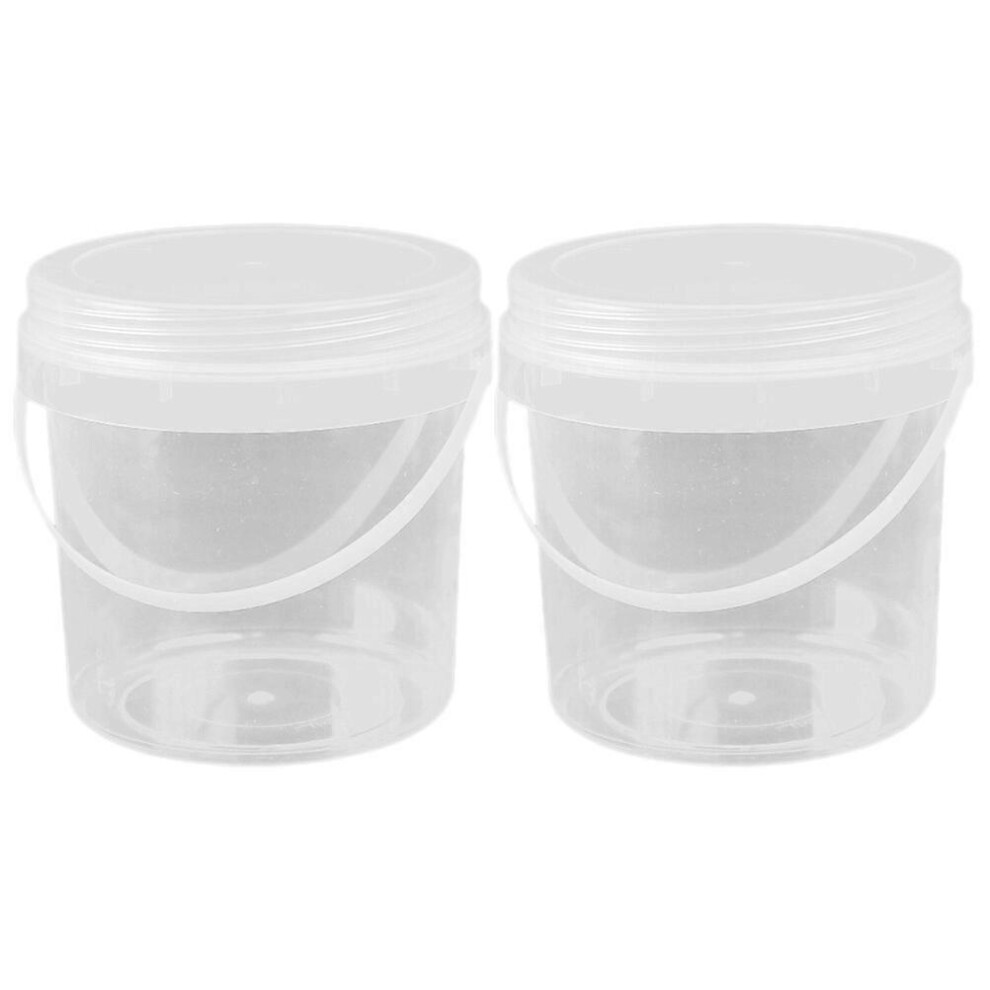Kricely (As Show, One Size) 2 Pcs Clear Plastic Bucket With Handle Round Storage Bucket Food Storage Container With Lids