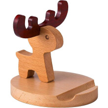 (As show, One size) Cell Phone Tablet Wood Stand Dock Holder Cradle Mount Organizer(Deer)