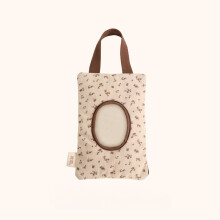 (Fleurs brunes) Étui portable en coton pour lingettes humides pour bébé Lingettes réutilisables Porte-pochette