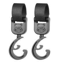 (ABS noir) 1 paire de crochets pour landau pour bébé, rotation à 360 degrés, organisateur de chariot,
