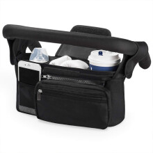 (Organisateur de poussette) Organisateur de poussette pour bébé avec 2 porte-gobelets isolés Poche zippée