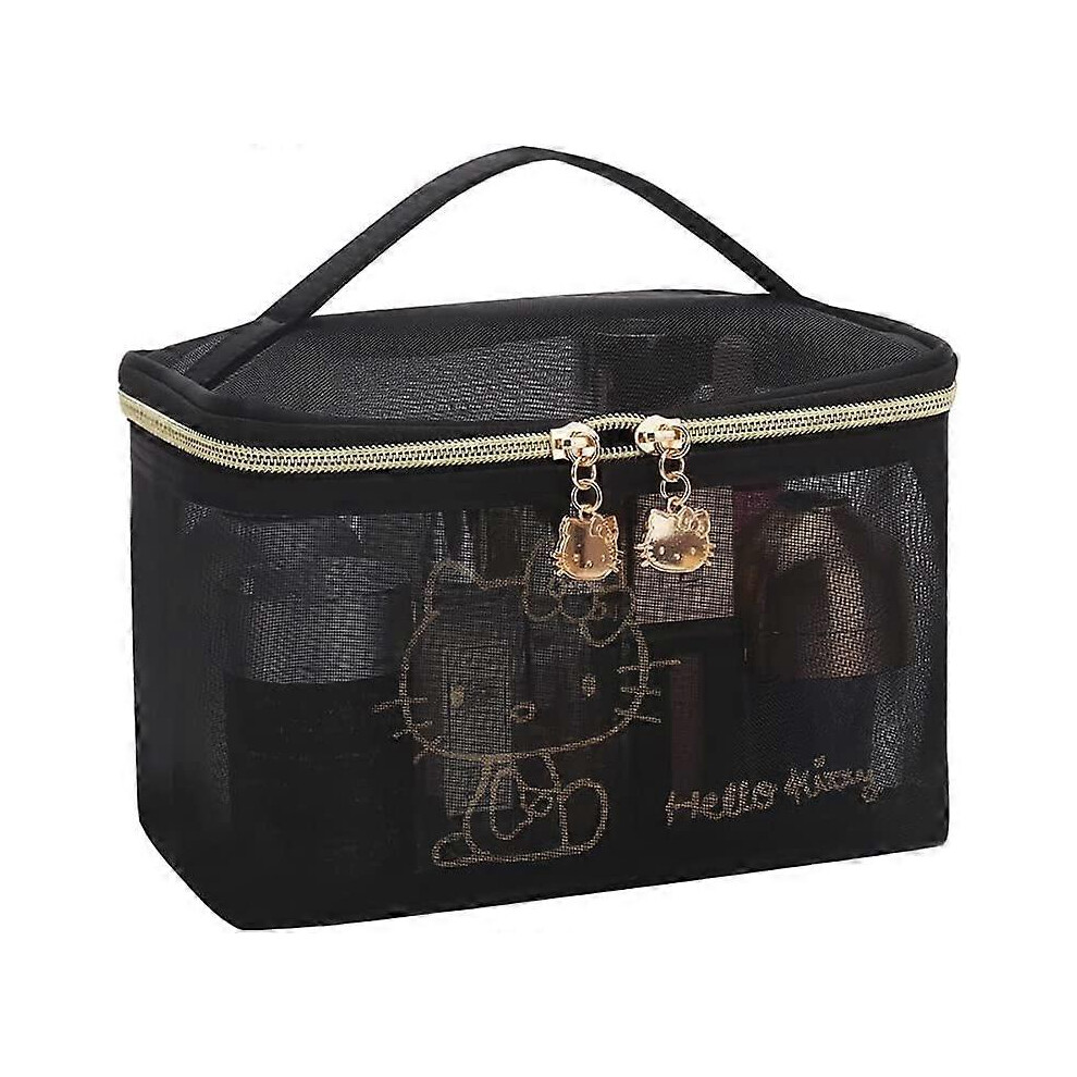 Konhill (As Show, One Size) Liangnv Cosmetic Bag Mesh Large Capacity Travel Wash Bag Storage Bag (Bucket Bag), Black