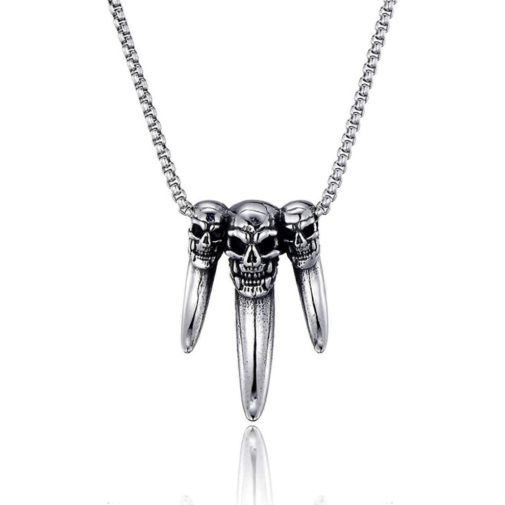Konhill (As Show, One Size) Gothic Necklaces For Men Vintage Punk Accessories Skull Pendant Stainless Steel Chain For Men Gothic Jewelry