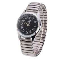 (Noir, homme) montre-bracelet élastique en acier inoxydable, montre à Quartz pour amoureux, montres analogiques, ornements