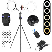 (Dual 10") 10" LED Ring Light with Tripod Stand & Phone Holder