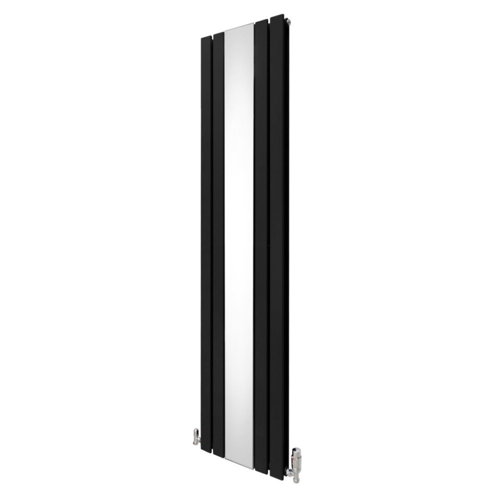 Flat Mirror Radiator & Valves - 1800mm x 425mm - Black