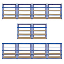 Monster Racking T-Rax 10 x bardzo szerokie półki magazynowe, niebieskie, 160 cm szerokości, 60 cm głębokości