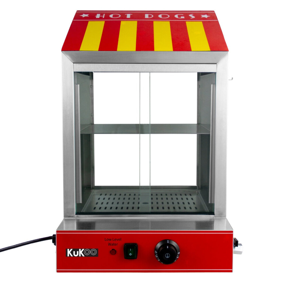 Hot Dog Steamer Cooker Electric Warmer Machine Hotdog Commercial Glass Display