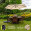 Beige 3m LED Zweefparasol met Voet 5