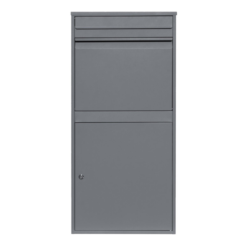 Parcel Post Drop Box XL Grey Steel Lockable Letter Package Mail Wall Mount